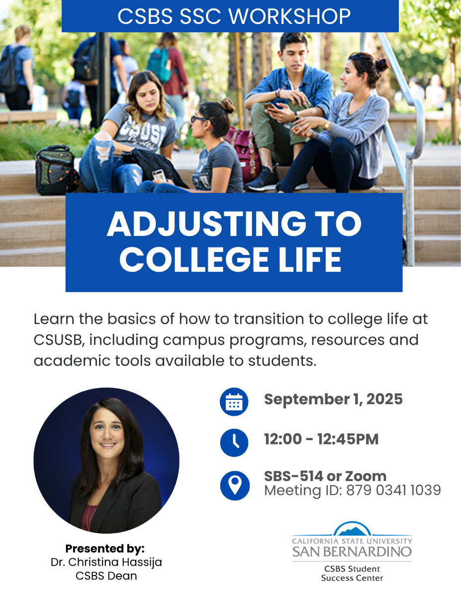 CSBS Student Success Center Workshop: Adjusting to College Life on 2026-09-01 12:00:00