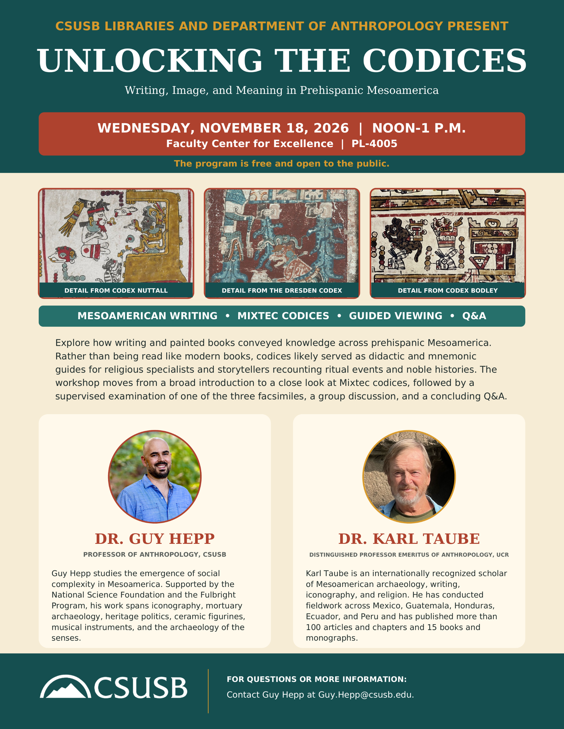 Unlocking the Codices: Writing, Image, and Meaning in Prehispanic Mesoamerica on 2026-11-18 12:00:00